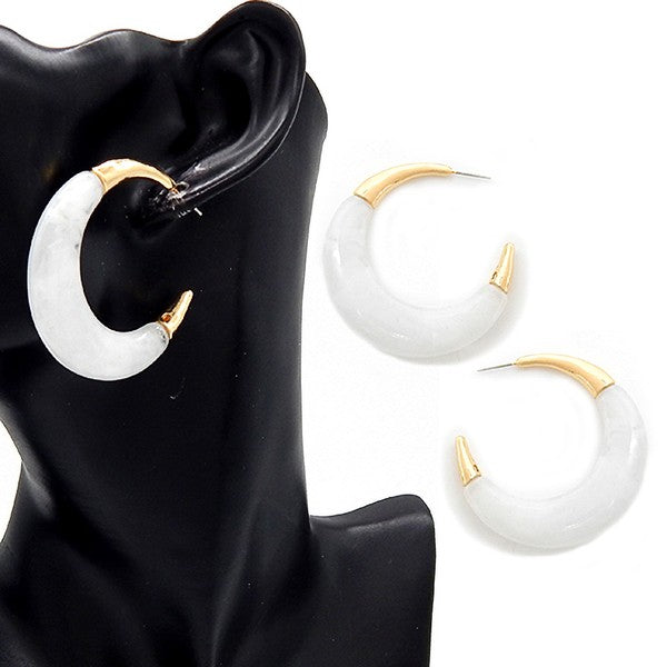 Acetate Stone Fixture Crescent Circle Hoop