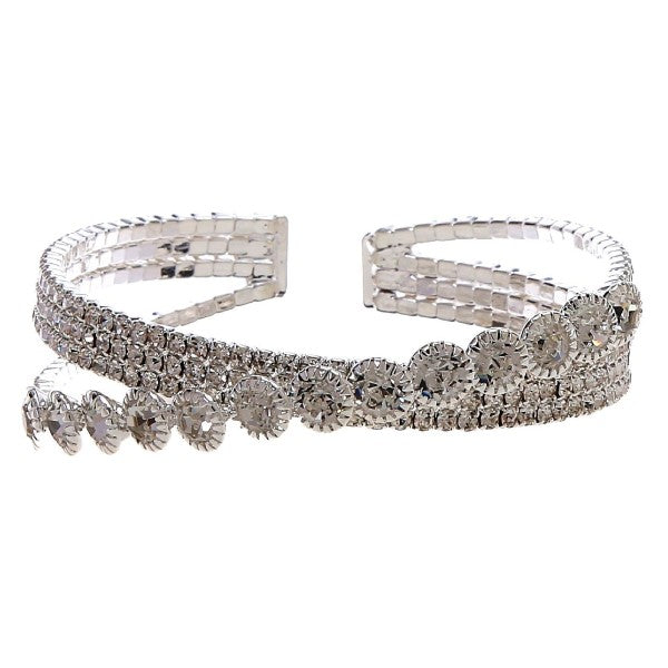 3 LInes CZ Crystal Flower Line X Cross Bracelet