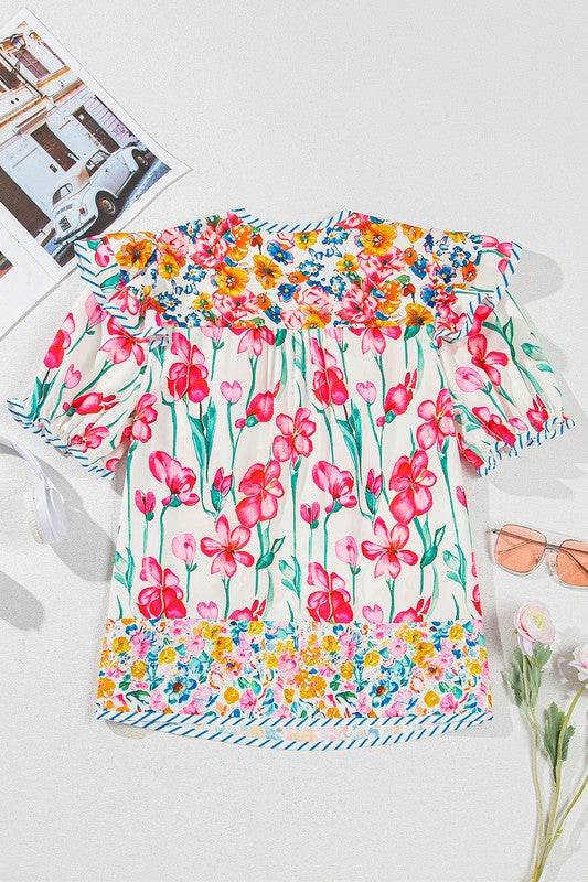 pink v neck boho blouase