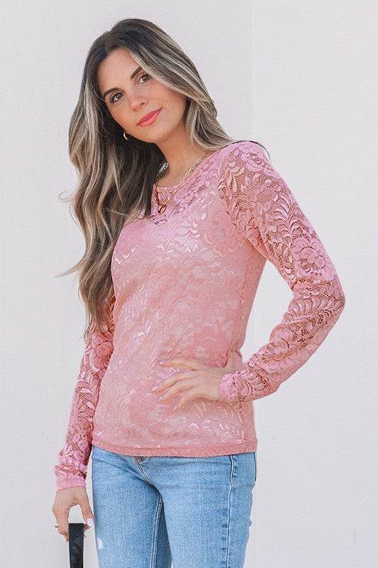 Blossom Floral Lace Sheer Long Sleeve Top