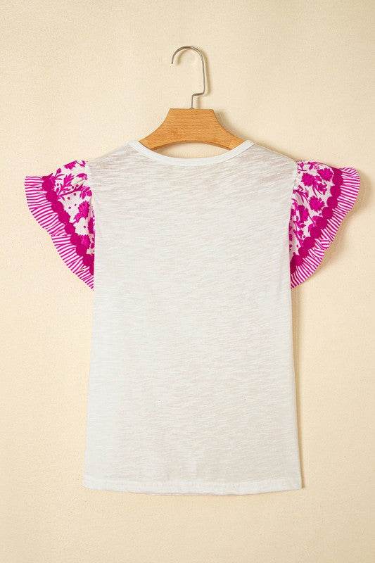 black flutter sleeve cotton top