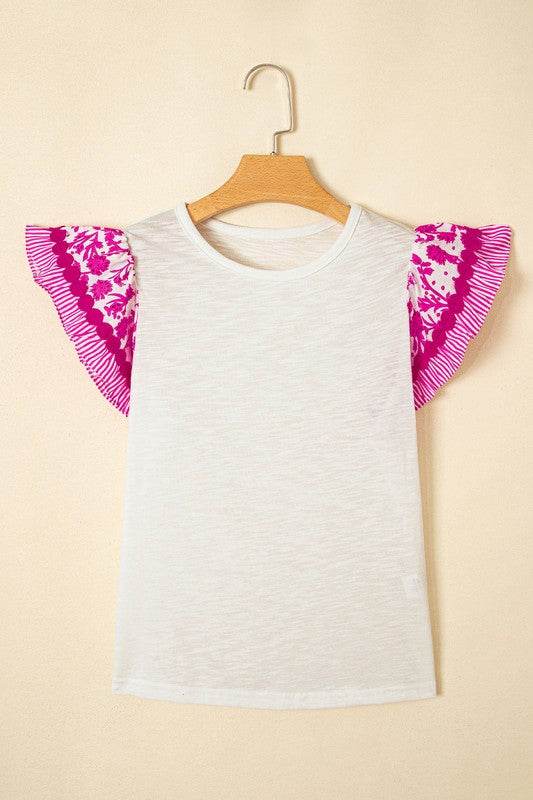 black flutter sleeve cotton top