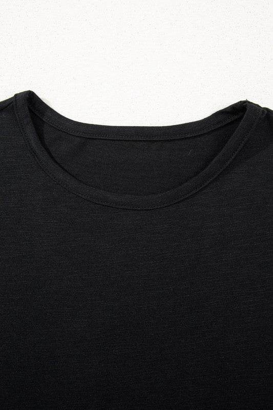 black flutter sleeve cotton top