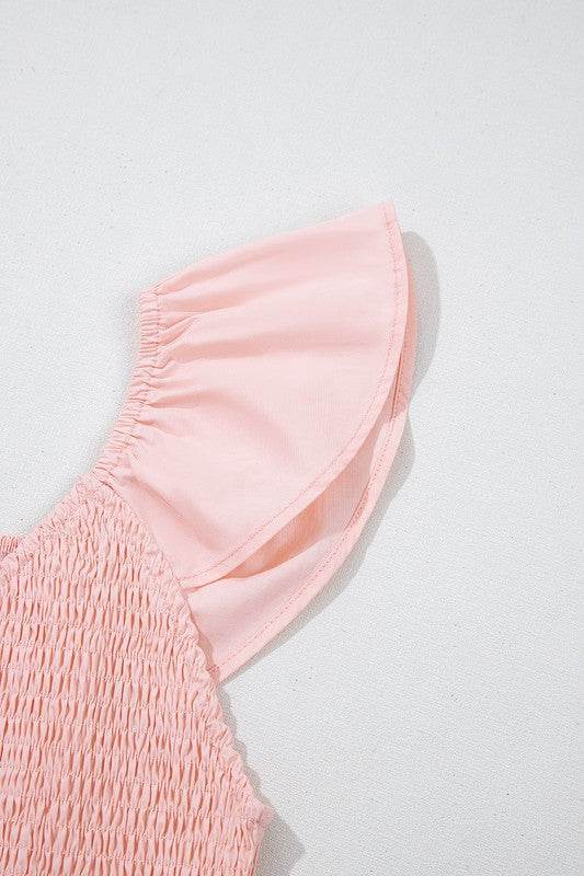 peach smocked maxi dress