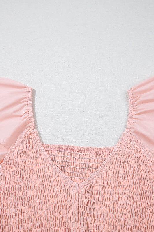 peach smocked maxi dress