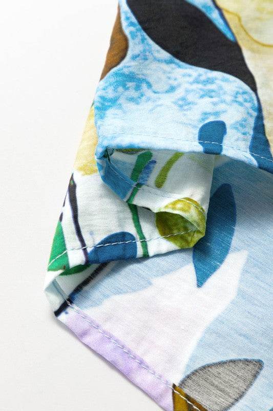 Floral dolman blue yellow blouse