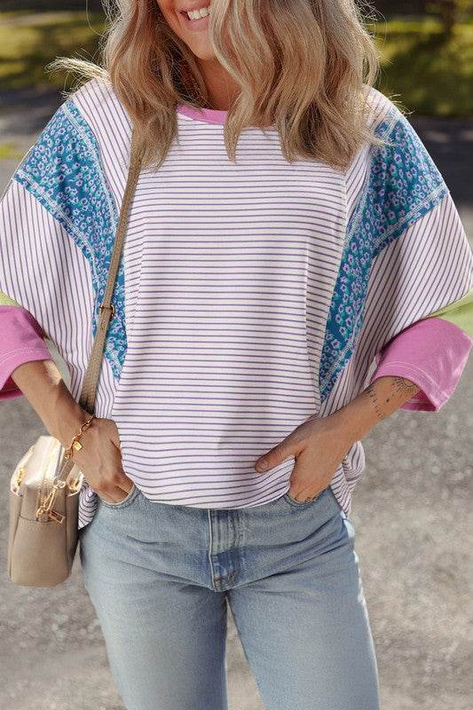 purple stripe cotton shirt top