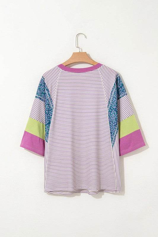 purple stripe cotton shirt top
