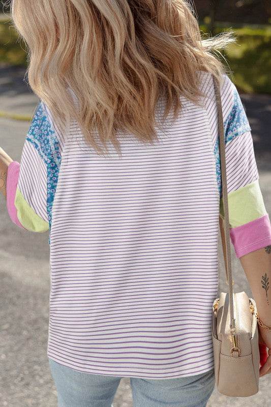 purple stripe cotton shirt top