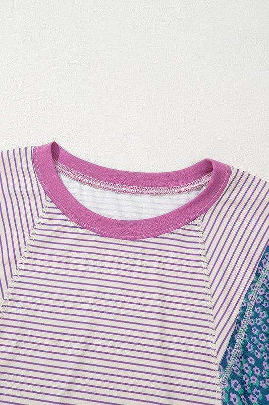 purple stripe cotton shirt top
