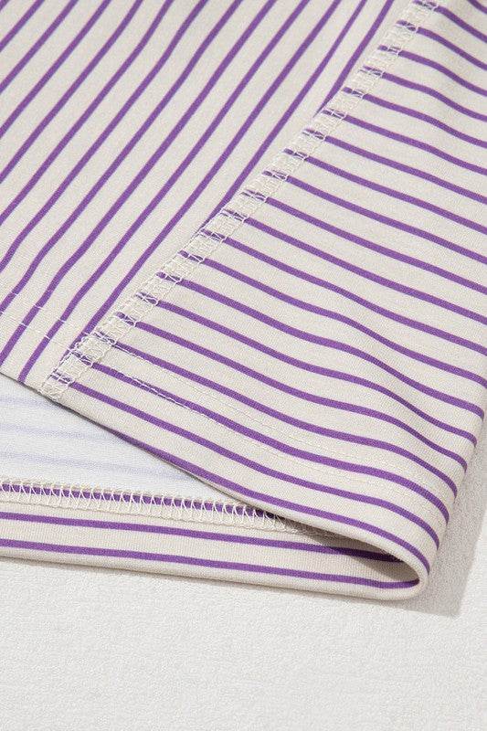 purple stripe cotton shirt top
