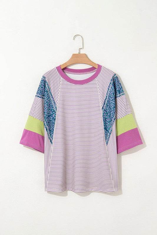 purple stripe cotton shirt top