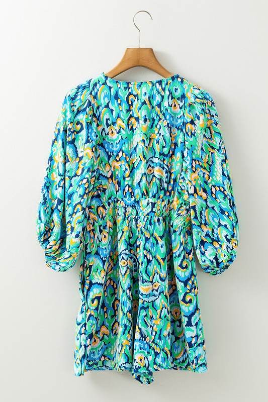 Puff Sleeve V Neck High Waist Romper