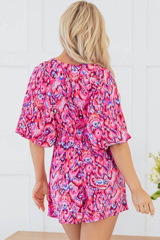 Puff Sleeve V Neck High Waist Romper