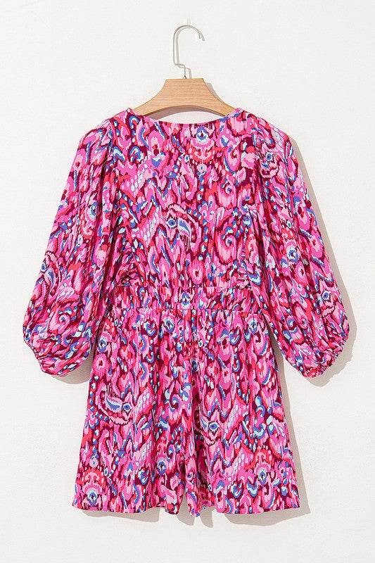 Puff Sleeve V Neck High Waist Romper