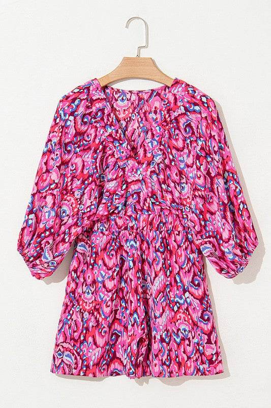 Puff Sleeve V Neck High Waist Romper