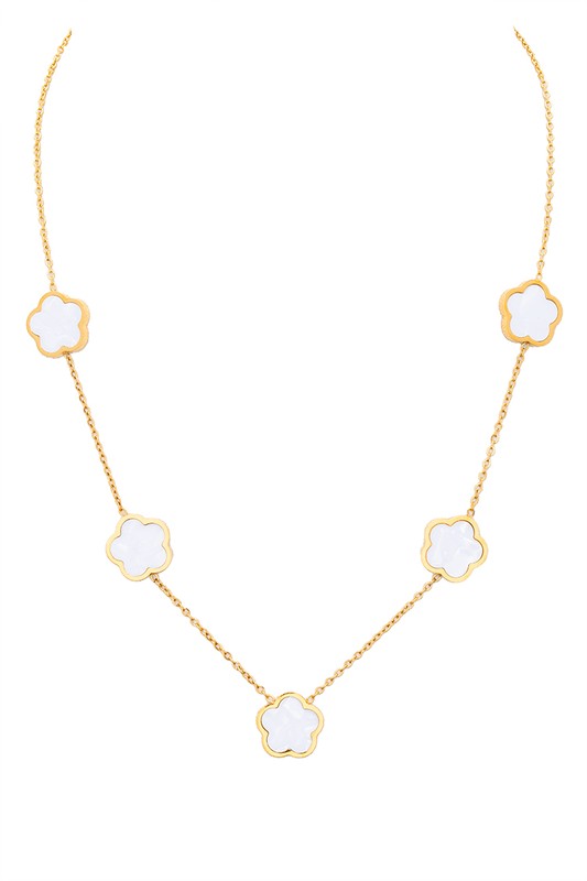 MOP Clover Station Necklace
