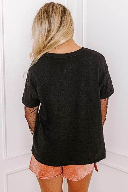 Faux Two Piece Floral Long Sleeve Patchwork Tee