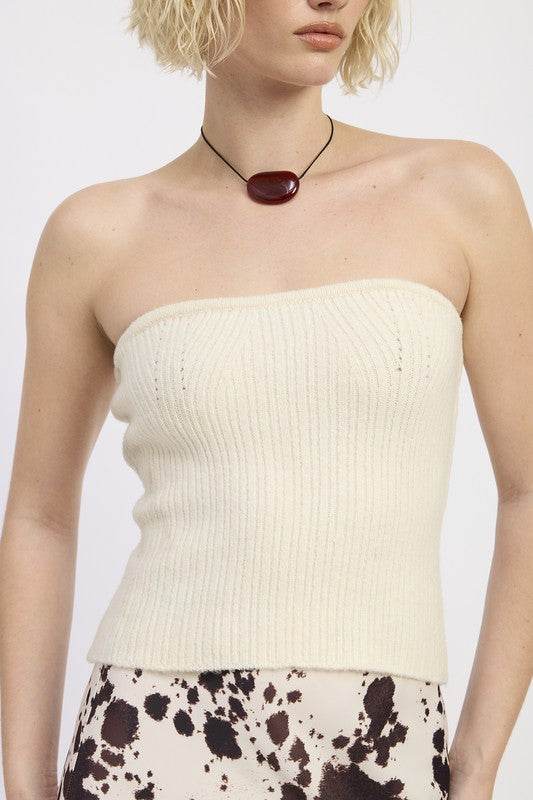 LACE UP TUBE SWEATER TOP