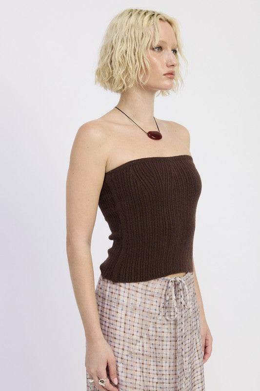 LACE UP TUBE SWEATER TOP