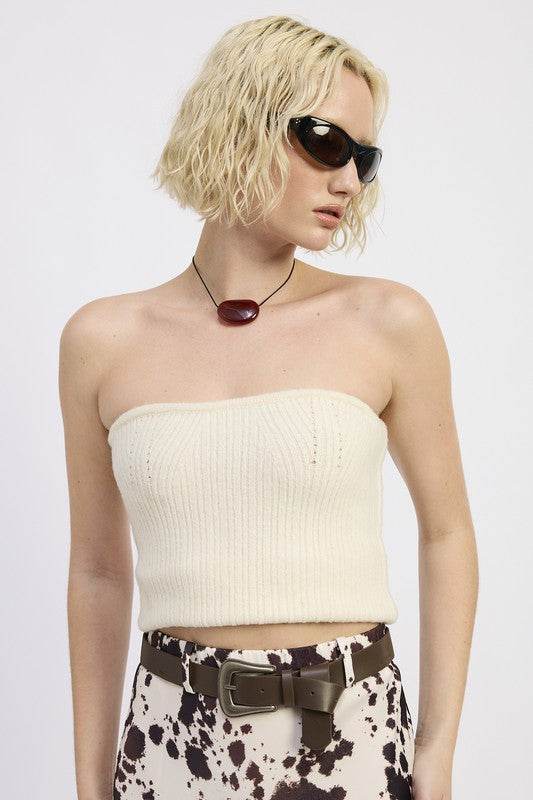 LACE UP TUBE SWEATER TOP