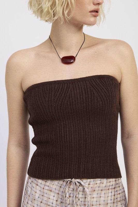 LACE UP TUBE SWEATER TOP