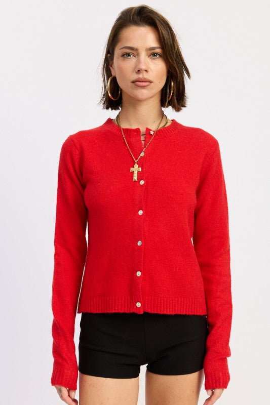 FITTED BUTTON UP CARDIGAN