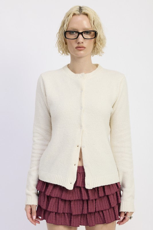 FITTED BUTTON UP CARDIGAN