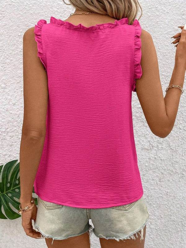 Ruffle trim tank top blouse