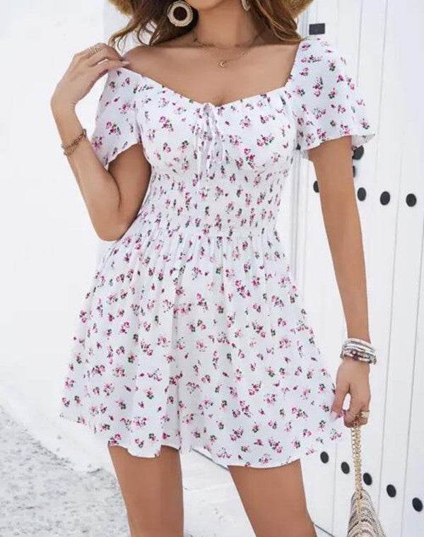 Off-Shoulder Ditsy Floral Dress 