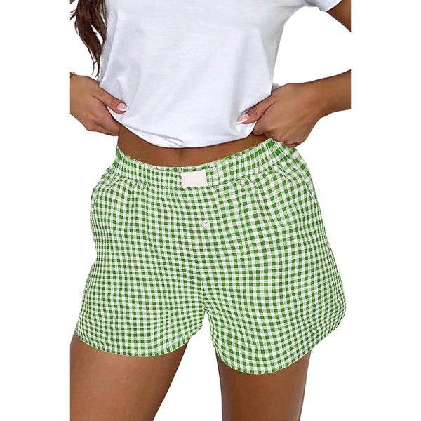 Plaid Gingham Printed High Waist Shorts