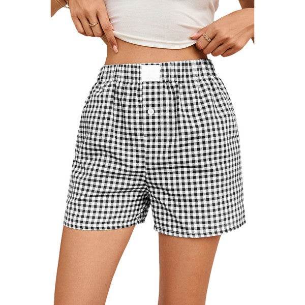 Plaid Gingham Printed High Waist Shorts