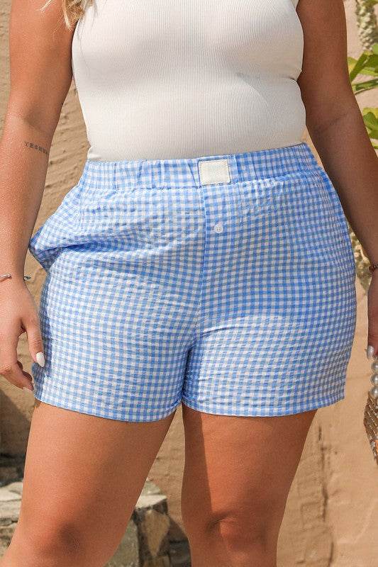 Plaid Gingham Printed High Waist Shorts