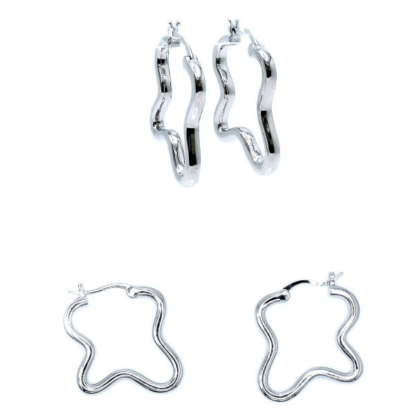 Polish Wave Squiggly Design Hoop Earrings