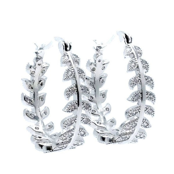 Laurel Tree Leaves Wreath Theme Hoop Earrings