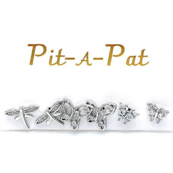 3 Pair Butterfly Dragonfly Mini Stud Earrings