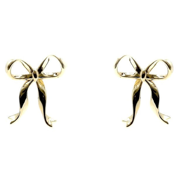 Bold Shine Bow Ribbon Shape Fashion Stud Earrings