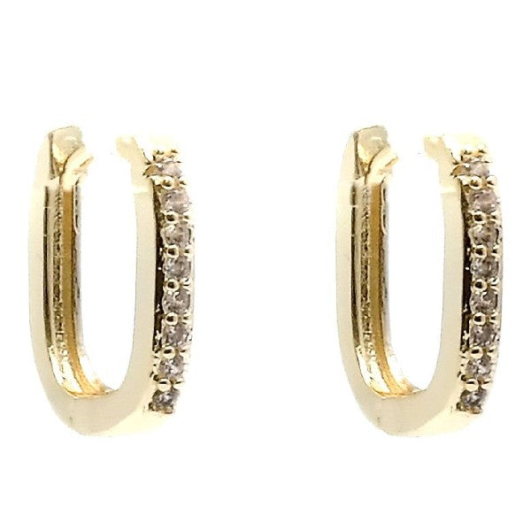 Chic Crystal Side U Shape Mini Hoop Earrings