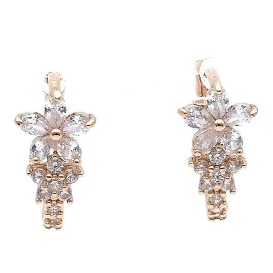 Bloom Flower Cubic Zirconia Mini Hoop Earrings
