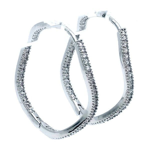 Cubic Zirconia Wave Squiggly Hoop Earrings