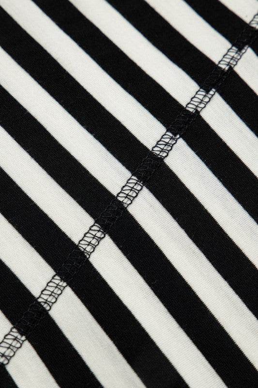 Cotton Black Striped Batwing Sleeve Oversized Top