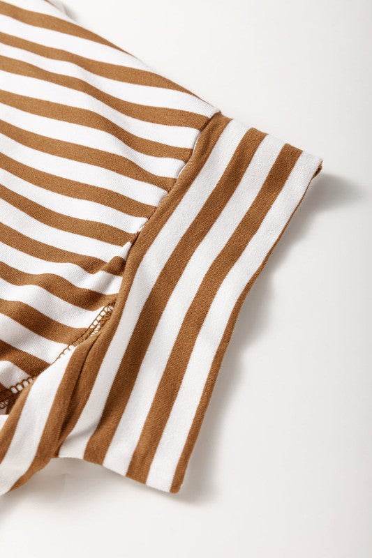 Cotton Black Striped Batwing Sleeve Oversized Top