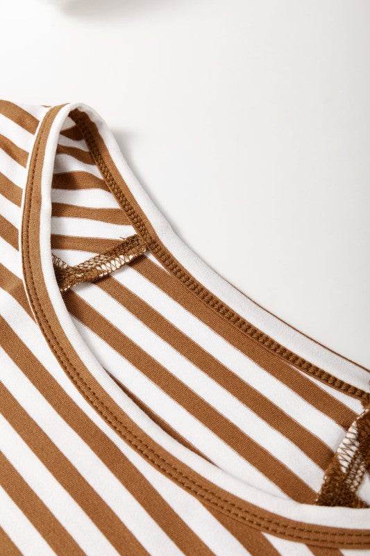 Cotton Black Striped Batwing Sleeve Oversized Top