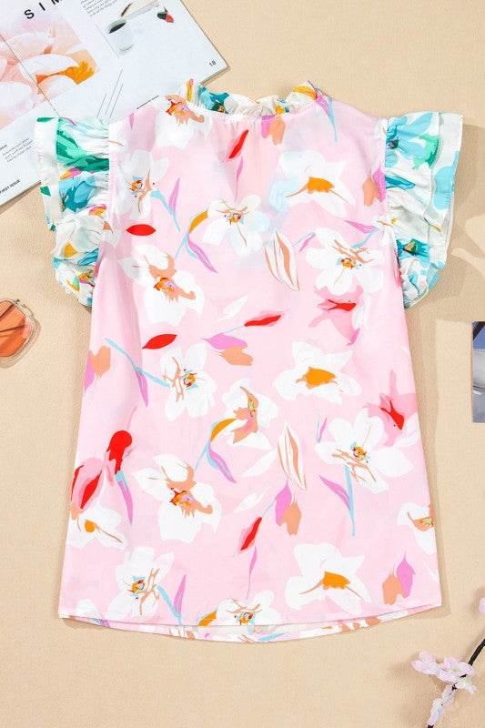 ruffle floral color block louse