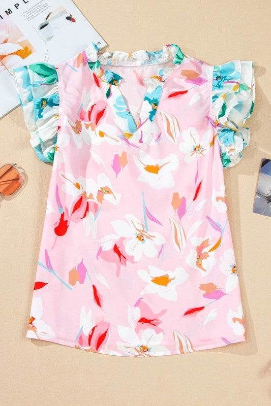 ruffle floral color block louse