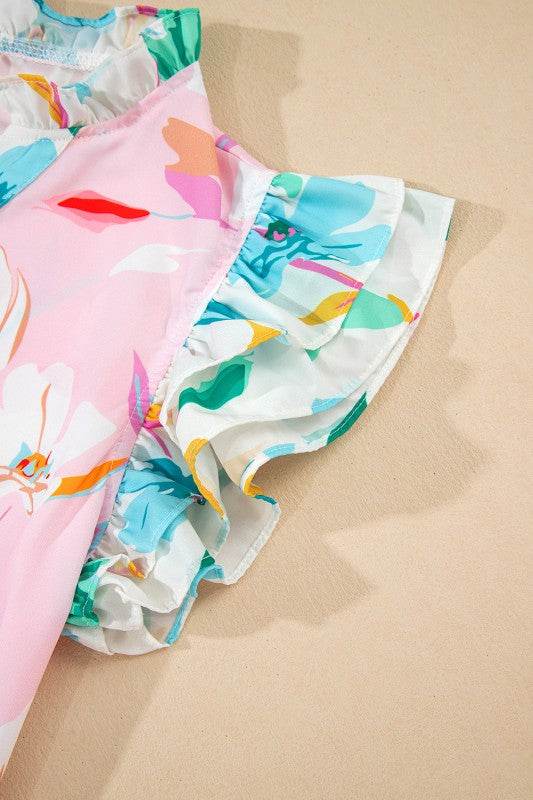 ruffle floral color block louse