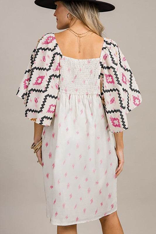 Ivory angel sleeve mini dress