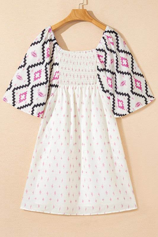Ivory angel sleeve mini dress