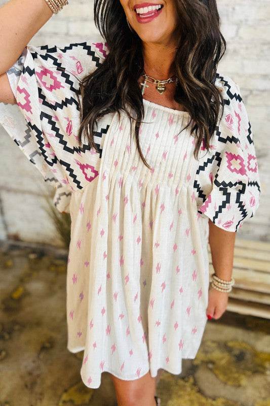 Ivory angel sleeve mini dress
