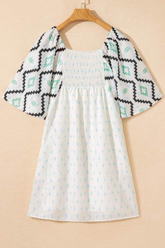 Ivory angel sleeve mini dress
